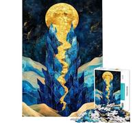 Rompecabezas de 1000 Piezas para Adultos Camino Dorado a la Luna Arte del Aura del Desierto Rompecabezas Antiestrés para Adultos Decoración de Pared Desafío Educativo (tamaño 50x75cm)