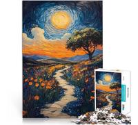 Rompecabezas de 1000 Piezas para Adultos Camino Iluminado por el Sol Entre Flores Silvestres Juegos Juguetes Regalo Obra de Arte 75x50cm