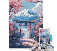 Rompecabezas de 1000 Piezas para Adultos Camino Sagrado Sakura al Fuji Rompecabezas antiestrés para Adultos Decoración de Pared Desafío Educativo (tamaño 38x52cm)