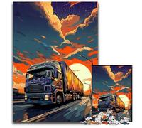 Rompecabezas de 1000 Piezas para Adultos: Camiones en la Carretera. Rompecabezas imposibles para Adultos cumpleaños, festividades y Navidad. 26x38cm/10,23x14,96 Pulgadas.