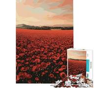 Rompecabezas de 1000 Piezas para Adultos Campo de Amapolas al Atardecer Desafío Educativo Difícil Juegos relajantes Apto para Mayores de 14 años (50x75cm)