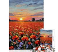 Rompecabezas de 1000 Piezas para Adultos Campo de Amapolas al Atardecer Juego Relajante Desafío desafiante Decoración para el hogar Juguetes para cumpleaños y Navidad (50x75cm)