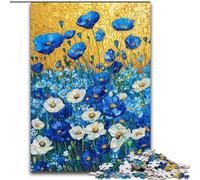 Rompecabezas de 1000 Piezas para Adultos, Campo de Amapolas Azules, 50x75cm, Ideal para viajeros y Parejas Un Juguete desafiante