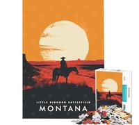 Rompecabezas de 1000 Piezas para Adultos Campo de Batalla de Little Bighorn Juegos Familiares educativos Juguete de desafío Regalos de Amigo Invisible Mejora la Memoria (tamaño 75x50cm)