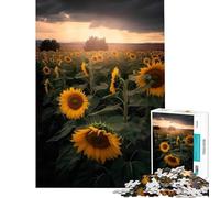 Rompecabezas de 1000 Piezas para Adultos Campo de Girasoles Nube Gris Juguetes adictivos para Cultivar la Paciencia Juego práctico Un Reto difícil Regalo de cumpleaños (Tamaño 38x26cm)