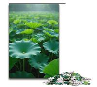 Rompecabezas de 1000 Piezas para Adultos Campo de Hojas de Loto Divertido Rompecabezas Familiar con póster a Juego y Hoja de Trivia (38 x 26 cm)