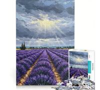 Rompecabezas de 1000 Piezas para Adultos Campo de Lavanda bajo un Cielo dramático Juego Imposible Que fomenta el análisis y la lógica, y fortalece el Amor en Pareja 50x75cm