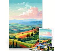 Rompecabezas de 1000 Piezas para Adultos,Campos Coloridos,Arte Italiano,Arte de Corte preciso,Juguete de estimulación cognitiva,Tiempo de Juego Relajante,decoración navideña 50x75cm