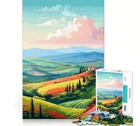 Rompecabezas de 1000 Piezas para Adultos,Campos Coloridos,Arte Italiano,uniones Suaves,diversión,Desarrollo de la Mente,Juego Casual,Tiempo de Juego,diversión de cumpleaños (38x52cm)