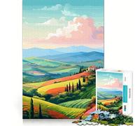 Rompecabezas de 1000 Piezas para Adultos,Campos Coloridos,Arte Italiano,uniones Suaves,diversión,Desarrollo de la Mente,Juego Casual,Tiempo de Juego,diversión de cumpleaños (38x26cm)