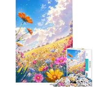 Rompecabezas de 1000 Piezas para Adultos Campos de Flores día Soleado Ayuda a ejercitar el Cerebro Desafío difícil Juegos relajantes para Mayores de 14 años Juego de Rompecabezas Incluido (50x75cm)