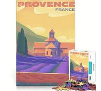 Rompecabezas de 1000 Piezas para Adultos Campos de Lavanda de Provenza,Arte de Corte preciso,desafío Inteligente,Divertido Juego para el Tiempo Libre,decoración navideña para la Pared (38x52cm)
