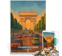 Rompecabezas de 1000 Piezas para Adultos: Campos Elíseos, París Juego de ingenio Interesante Forma de Reducir el estrés Cada Pieza es única 50x75cm