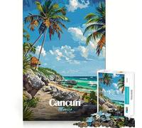 Rompecabezas de 1000 Piezas para Adultos Cancún México Playa Paraíso Juego de ingenio Juego de Habilidad Ocio Actividad de cumpleaños (38x26cm)