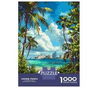 Rompecabezas De 1000 Piezas para Adultos Cancun Mexico Tropical Beach Illustration Rompecabezas para Adultos Juguetes DIY Regalos para Mujeres Cumpleaños Y Navidad 70x50cm/1000pcs