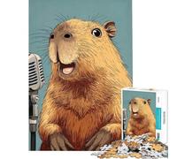 Rompecabezas de 1000 Piezas para Adultos Capibara Cantante con micrófono Rompecabezas Relajante para Adultos Decoración de Pared cumpleaños y Navidad (tamaño 50x75cm)