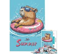 Rompecabezas de 1000 piezas para adultos Capibara Diversión de verano Actividades divertidas en casa Juguetes de bricolaje difíciles y resistentes Adecuado para personas de 14 años en adelante 38x26cm