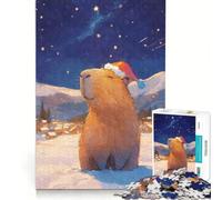 Rompecabezas de 1000 Piezas para Adultos: Capibara y Papá Noel en un país de Las Maravillas Invernal Juego Familiar, Ideal para divertirse en casa, Regalo o Cualquier Otro Regalo Dimensiones:
