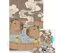 Rompecabezas de 1000 Piezas para Adultos: Capibaras en un baño de Yuzu, Juego Imposible, Ideal para Pasar el rato en Vacaciones, Regalo de cumpleaños o de Viaje, 38x26cm
