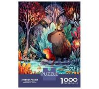 Rompecabezas De 1000 Piezas para Adultos Capybara and Axolotl in Rainy Forest Rompecabezas para Adolescentes Juego Práctico Desafío Difícil Regalo De Cumpleaños, Regalos, 38x26cm/1000pcs