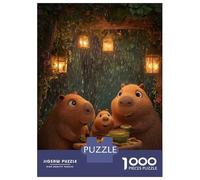 Rompecabezas De 1000 Piezas para Adultos Capybara Family Dinner in The Rain Rompecabezas para Adultos Juguetes Antiestrés Corte De Precisión Actividades Divertidas En Casa 52x38cm/1000pcs