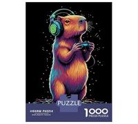 Rompecabezas De 1000 Piezas para Adultos Capybara Gamer with Headphones Rompecabezas para Adultos Juegos Relajantes Regalos para Mujeres Desafiantes para Completar 38x26cm/1000pcs