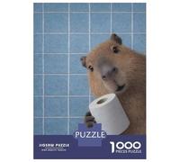 Rompecabezas De 1000 Piezas para Adultos Capybara Holding Toilet Paper Are You Pooping Rompecabezas Juegos Divertidos Vacaciones En Casa Matar El Tiempo Cumpleaños Y Navidad 38x26c