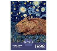Rompecabezas De 1000 Piezas para Adultos Capybara in Starry Night Style Rompecabezas para Adultos Juegos Divertidos Una Obra De Arte Oferta como Regalos para Toda La Familia 52x38cm/1000pcs