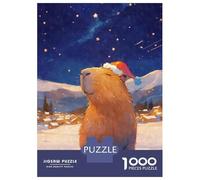 Rompecabezas De 1000 Piezas para Adultos Capybara Santa in Winter Wonderland Rompecabezas Práctico Juego Decoración del Hogar Cumpleaños Y Navidad 38x26cm/1000pcs
