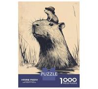 Rompecabezas De 1000 Piezas para Adultos Capybara with Hat and Friend Rompecabezas para Adultos Juguetes Antiestrés Vacaciones En Casa Matar El Tiempo Desafiante De Completar 38x26cm/1000pcs
