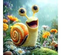 Rompecabezas de 1000 piezas para adultos, caracol feliz bajo la lluvia con tema de flores, 20 x 28 pulgadas, colorida escena de jardín