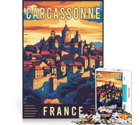 Rompecabezas de 1000 Piezas para Adultos: Carcasona, Francia Juegos para Toda la Familia, Ideales para Pasar el Tiempo en Vacaciones, cumpleaños y Navidad 50x75cm