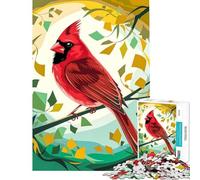 Rompecabezas de 1000 Piezas para Adultos Cardenal estilizado en un Bosque Colorido Rompecabezas de 1000 Piezas antiestrés Mejora la Memoria cumpleaños y Navidad (50x75cm)