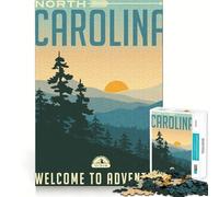 Rompecabezas de 1000 Piezas para Adultos,Carolina del Norte,Juego de Estrategia Mental,Divertido y Tranquilo,Regalo navideño (50x75cm)