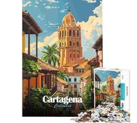 Rompecabezas de 1000 Piezas para Adultos Cartagena Colombia Póster de Viaje Desafío de Inteligencia Cerebral Juguetes adictivos Juegos Familiares Decoración del hogar Gran Regalo (tamaño 38x26cm)