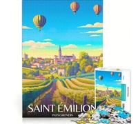 Rompecabezas de 1000 Piezas para Adultos, Cartel de Saint-Émilion, Juegos Divertidos, interacción Entre Padres e Hijos, Cada Pieza es única 38x26cm