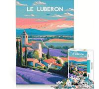 Rompecabezas de 1000 Piezas para Adultos: Cartel del Pueblo de Luberon, Juego de ingenio, entretenido para Reducir el estrés, Cada Pieza es única 38x26cm