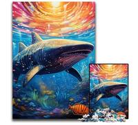 Rompecabezas de 1000 Piezas para Adultos, cartón tiburón, Ideal para Enamorados, Navidad, Año Nuevo, San Valentín, 26x38cm/10,23x14,96 Pulgadas.
