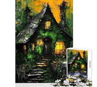 Rompecabezas de 1000 Piezas para Adultos Casa de Brujas embrujada Juegos educativos para la diversión Familiar Juguete Decorativo para la Pared Fortalece el Amor Entre Parejas (50x75cm)