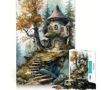 Rompecabezas de 1000 Piezas para Adultos, casa del árbol, Natural, Ajuste, Arte, Juego Mental, Regalo, Juego Lento, Arte de Pared navideño (50x75cm)