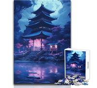 Rompecabezas de 1000 Piezas para Adultos, casa Japonesa Junto al Lago, Divertido y Tranquilo Tiempo Libre, Juguete de Ajuste preciso, tamaño 50x75cm