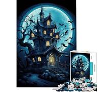 Rompecabezas de 1000 Piezas para Adultos Casa tenebrosa de Halloween Juguetes adictivos para Cultivar la Paciencia Juego Familiar para aliviar el estrés Regalo de cumpleaños (Tamaño 38x52cm)