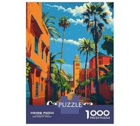 Rompecabezas De 1000 Piezas para Adultos Casablanca, Morocco Street Scene Illustration Rompecabezas para Adultos Juguetes DIY Regalos para Mujeres Cumpleaños Y Navidad 70x50cm/1000pc