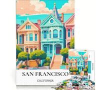 Rompecabezas de 1000 Piezas para Adultos: Casas en San Francisco, Juegos Divertidos, interacción Entre Padres e Hijos, Cada Pieza es única 38x52cm
