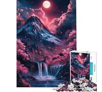 Rompecabezas de 1000 Piezas para Adultos Cascada bajo la luz de la Luna Un desafío Educativo Una Obra de Arte Juguetes antiestrés para Mayores de 14 años (38x52cm)