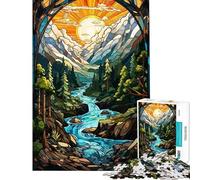 Rompecabezas de 1000 Piezas para Adultos Cascada con Puesta de Sol Surrealista Ideal para Juegos Familiares Vacaciones en casa y para Pasar el rato Difícil y desafiante (Tamaño 38x26cm)