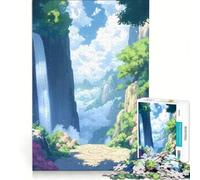 Rompecabezas de 1000 Piezas para Adultos: Cascada en la Cima de una montaña de fantasía, Juego Imposible, Actividades Divertidas para Hacer en casa, cumpleaños 38x52cm
