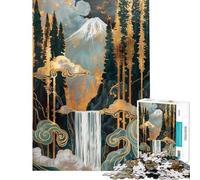 Rompecabezas de 1000 Piezas para Adultos Cascada Japonesa montaña Paisaje Kintsugi Rompecabezas para Adultos Juegos Divertidos análisis y lógica interacción Entre Padres e Hijos (tamaño 50x75cm)