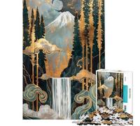 Rompecabezas de 1000 Piezas para Adultos Cascada Japonesa montaña Paisaje Kintsugi Rompecabezas para Adultos Juegos Divertidos análisis y lógica dificultad y desafío (tamaño 38x26cm)