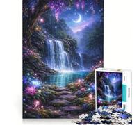 Rompecabezas de 1000 Piezas para Adultos Cascada Mágica Nocturna Juego Educativo Actividades Familiares Fortalece el Amor Entre Parejas 38x52cm